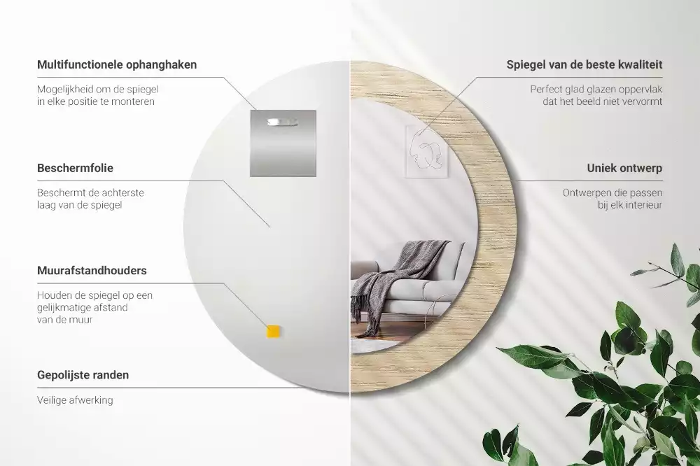 Kulaté dekorativní zrcadlo Světlé dřevo