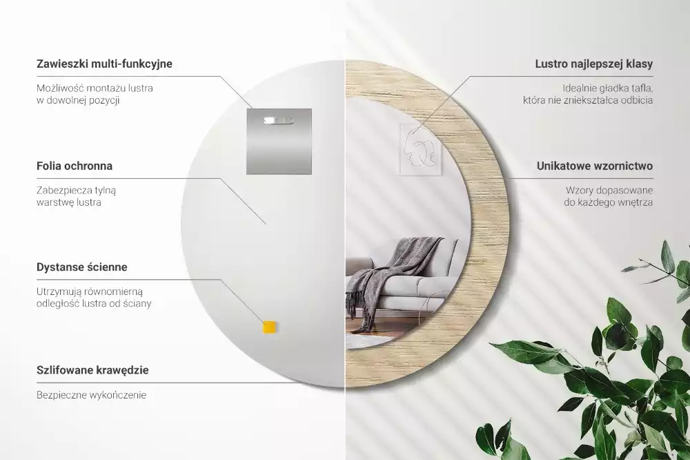 Kulaté dekorativní zrcadlo Světlé dřevo