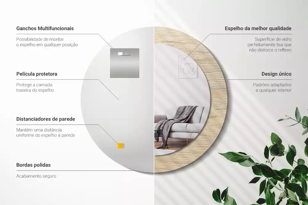 Kulaté dekorativní zrcadlo Světlé dřevo