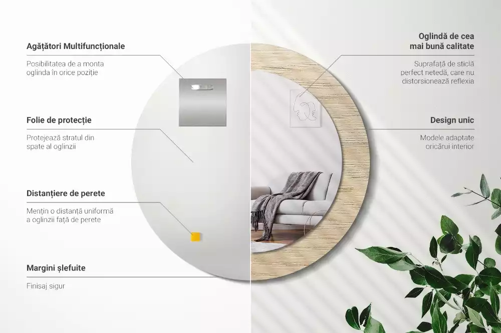 Kulaté dekorativní zrcadlo Světlé dřevo