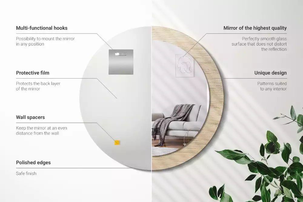 Kulaté dekorativní zrcadlo Světlé dřevo