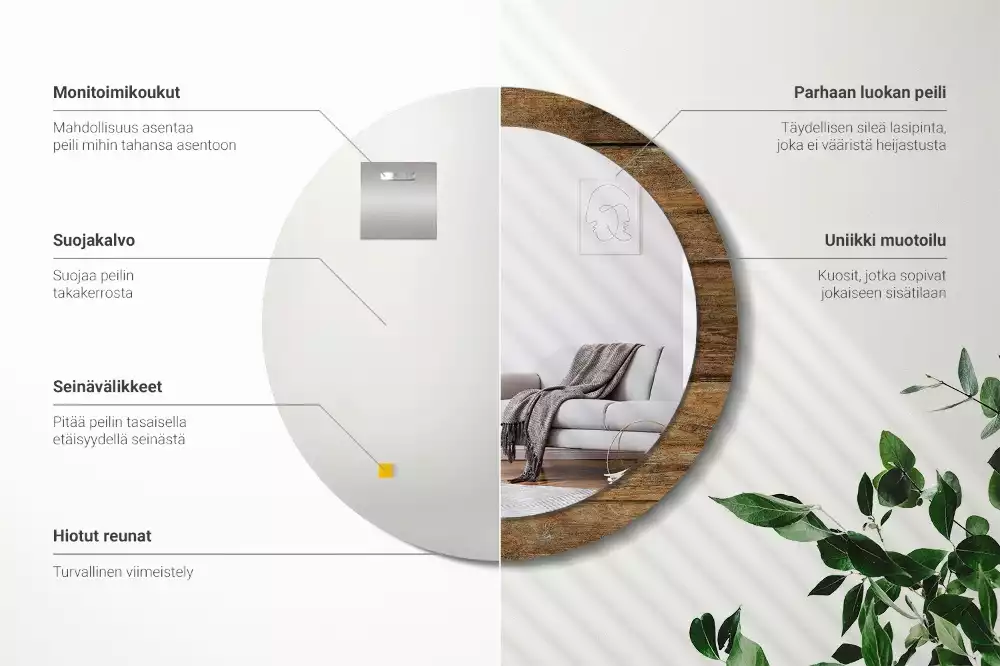 Kulaté dekorativní zrcadlo Staré dřevo