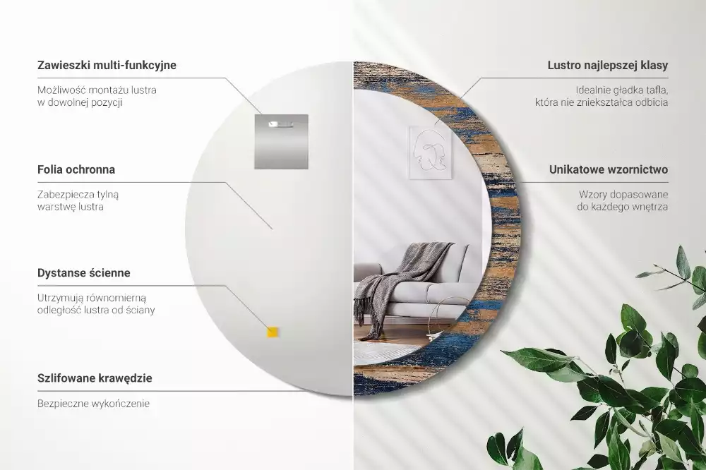 Kulaté dekorativní zrcadlo Abstraktní dřevo