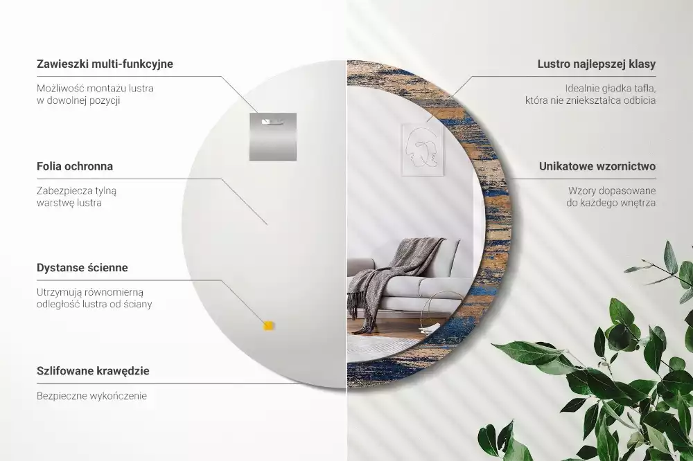 Kulaté dekorativní zrcadlo Abstraktní dřevo