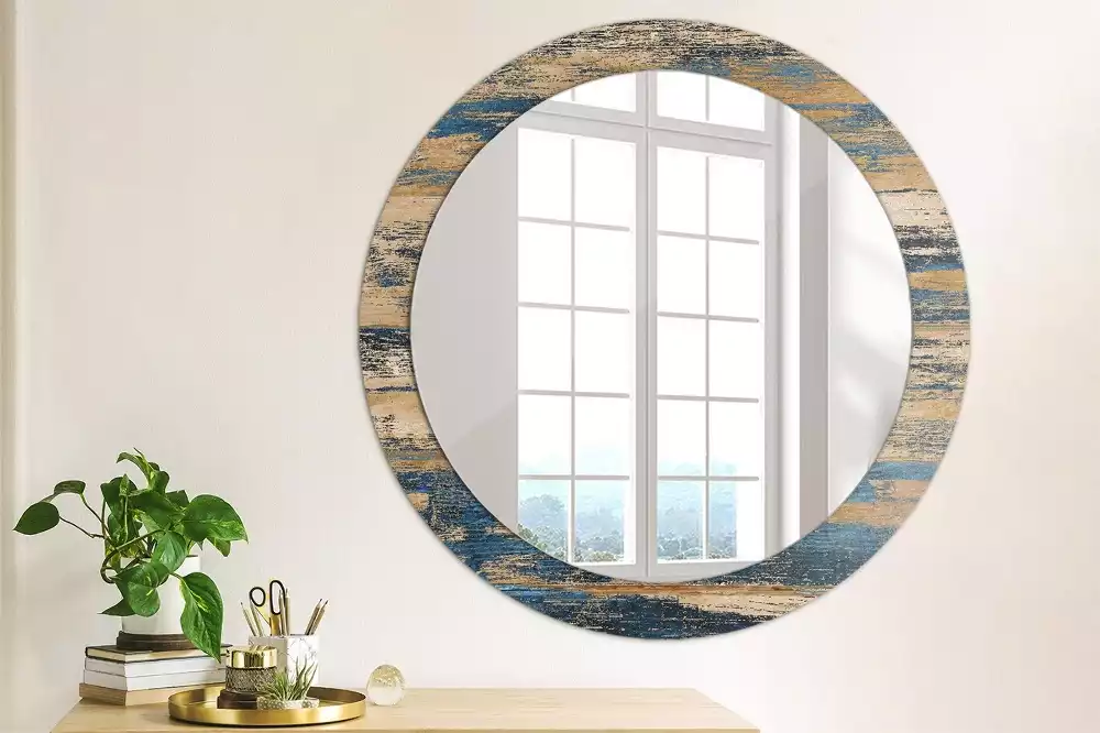 Kulaté dekorativní zrcadlo Abstraktní dřevo