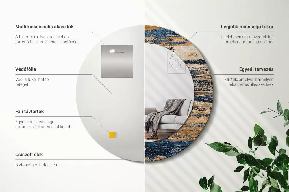 Kulaté dekorativní zrcadlo Abstraktní dřevo