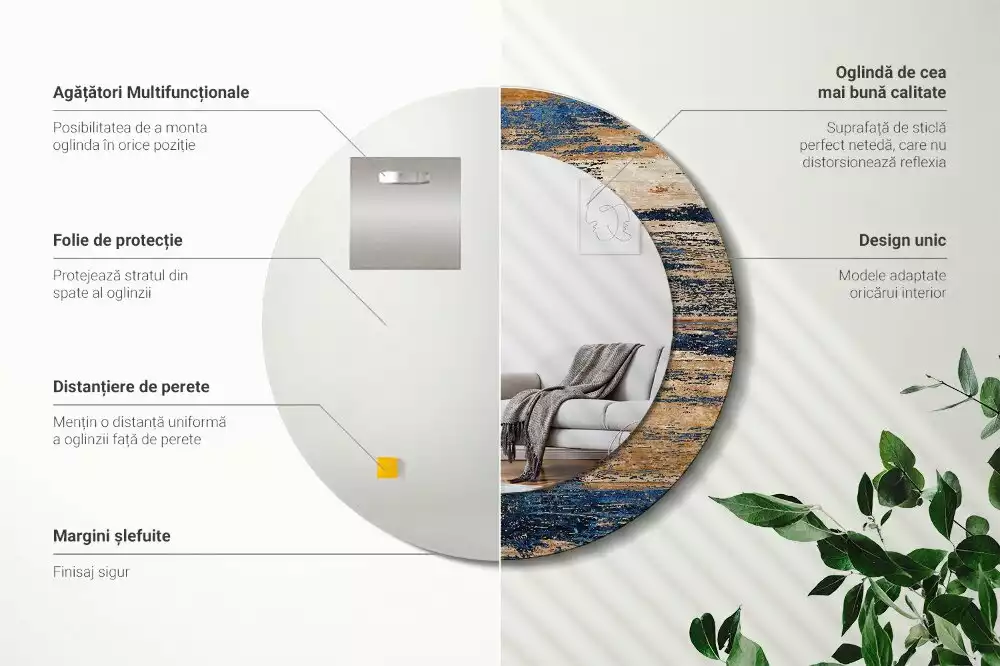 Kulaté dekorativní zrcadlo Abstraktní dřevo