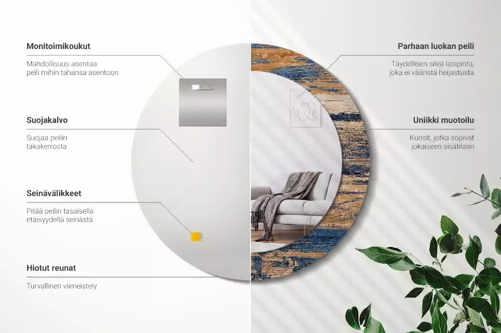 Kulaté dekorativní zrcadlo Abstraktní dřevo