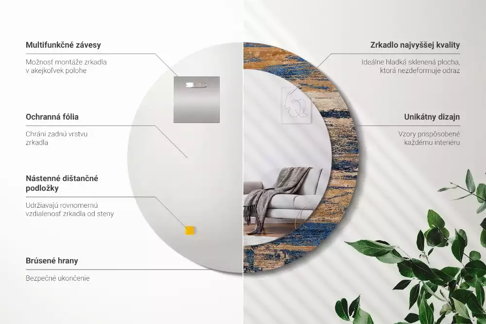 Kulaté dekorativní zrcadlo Abstraktní dřevo