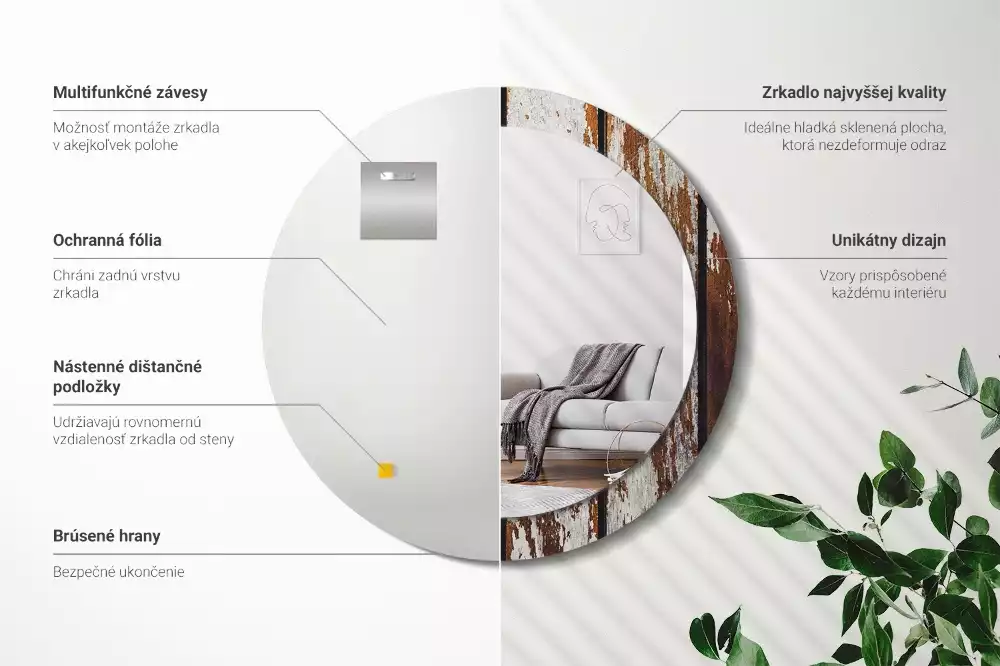 Kulaté dekorativní zrcadlo Tmavé vintage dřevo