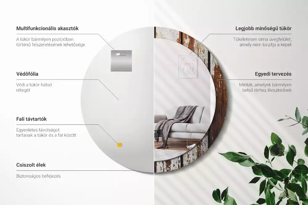 Kulaté dekorativní zrcadlo Tmavé vintage dřevo