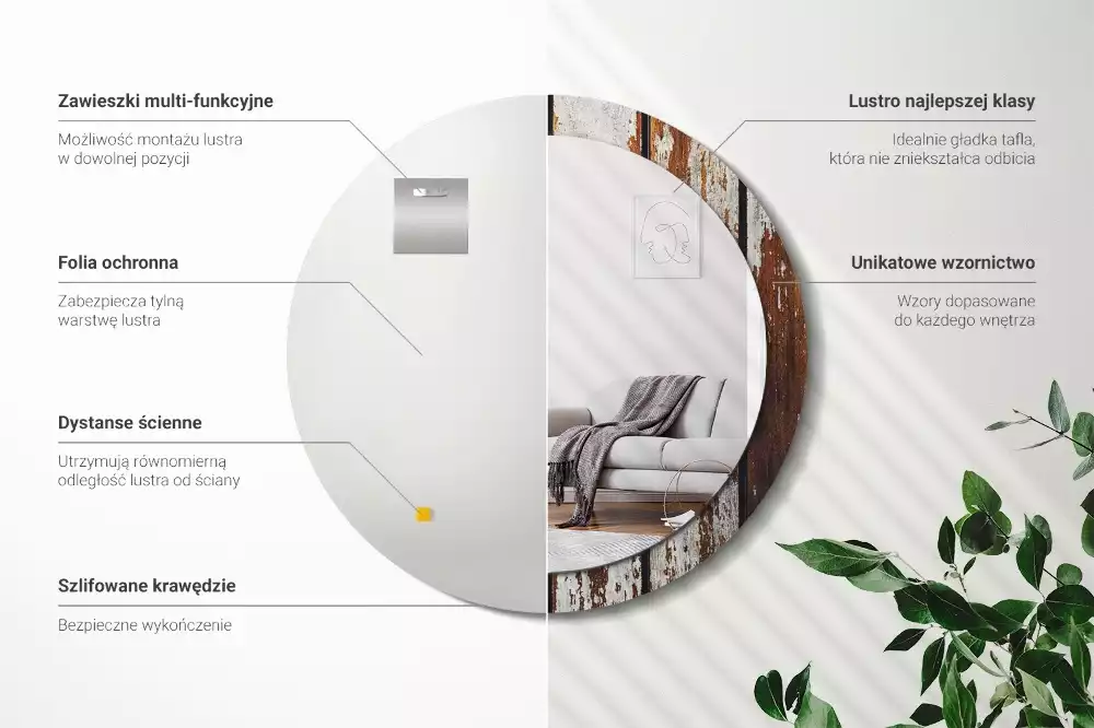 Kulaté dekorativní zrcadlo Tmavé vintage dřevo