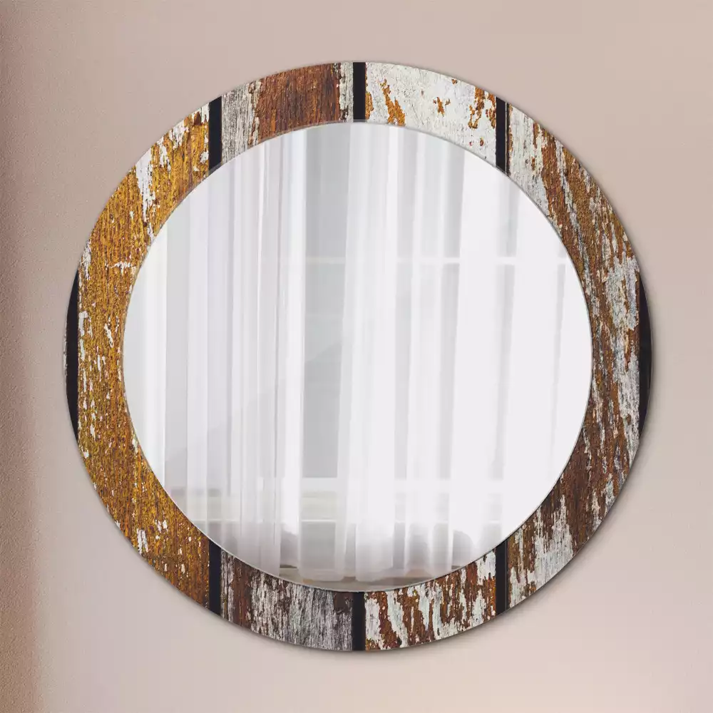 Kulaté dekorativní zrcadlo Tmavé vintage dřevo