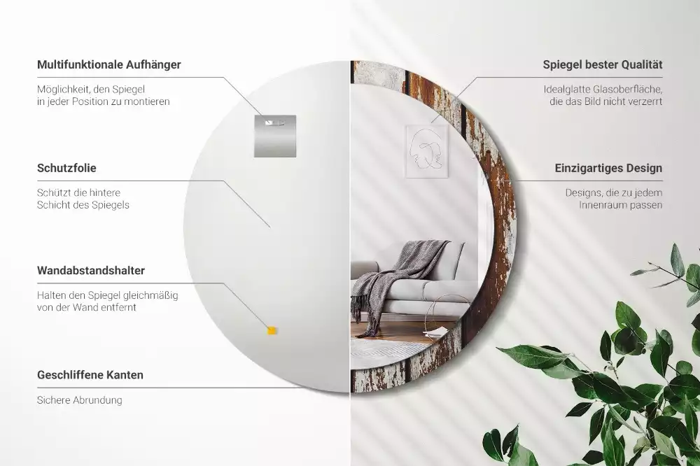 Kulaté dekorativní zrcadlo Tmavé vintage dřevo