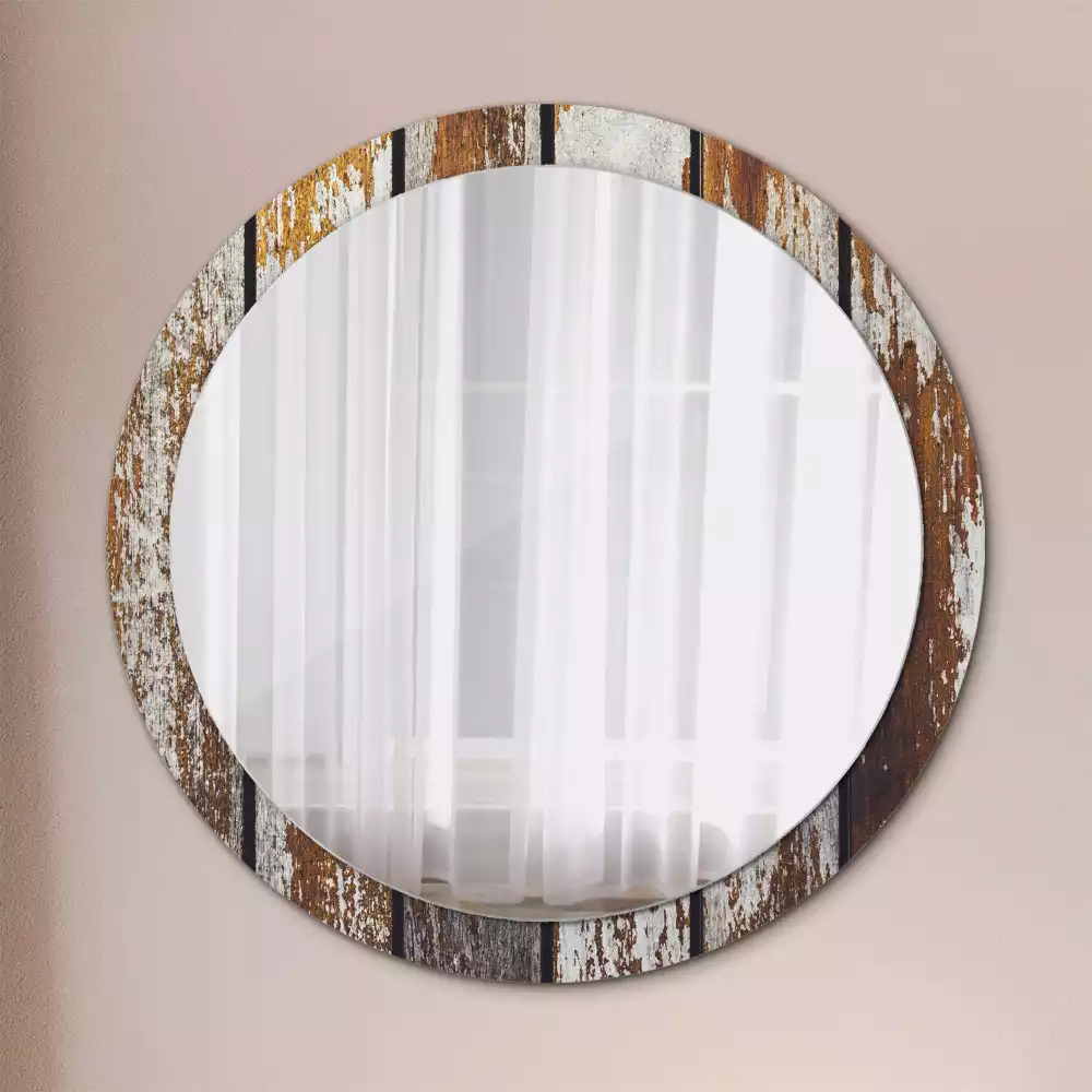 Kulaté dekorativní zrcadlo Tmavé vintage dřevo