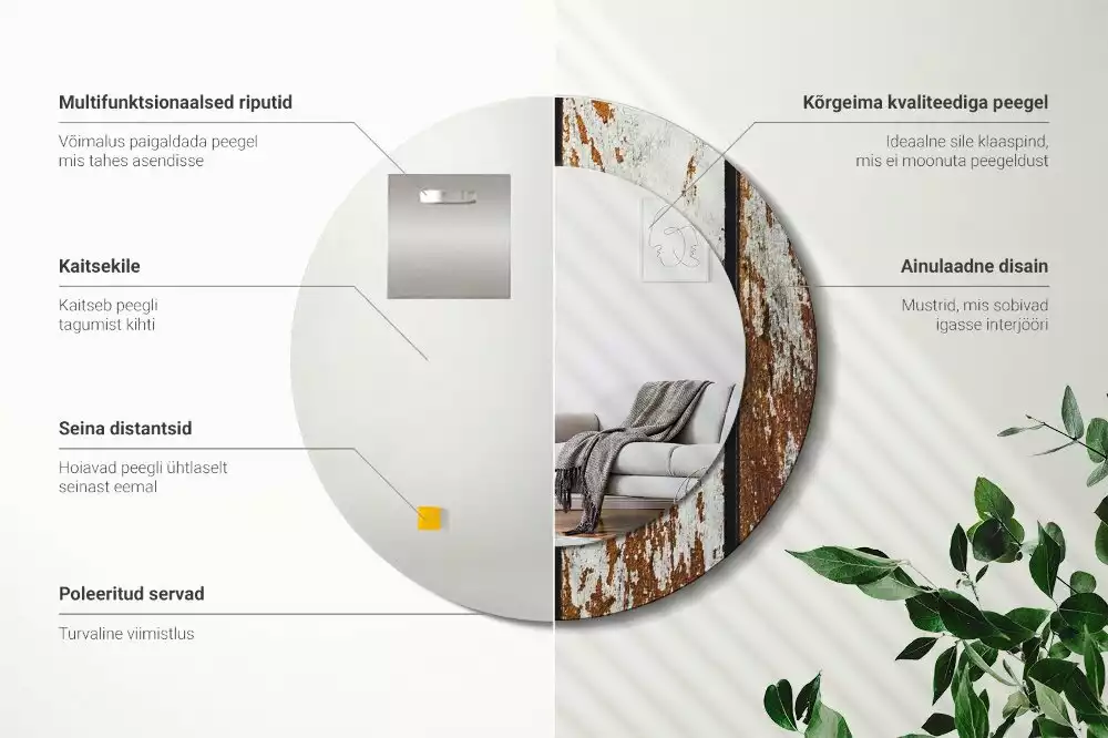 Kulaté dekorativní zrcadlo Tmavé vintage dřevo