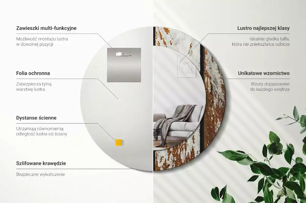 Kulaté dekorativní zrcadlo Tmavé vintage dřevo