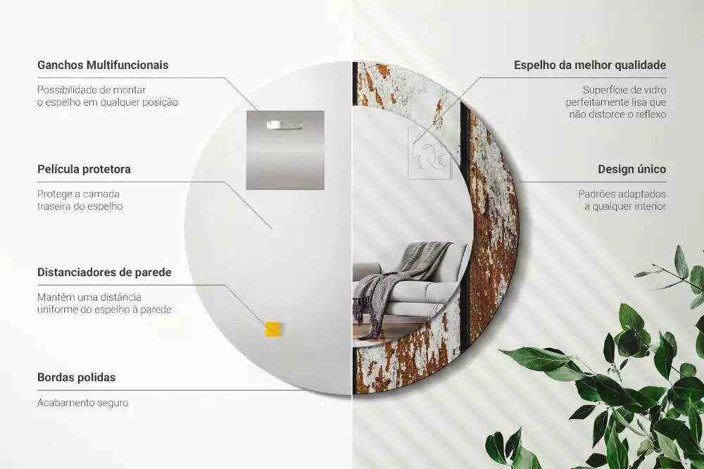 Kulaté dekorativní zrcadlo Tmavé vintage dřevo