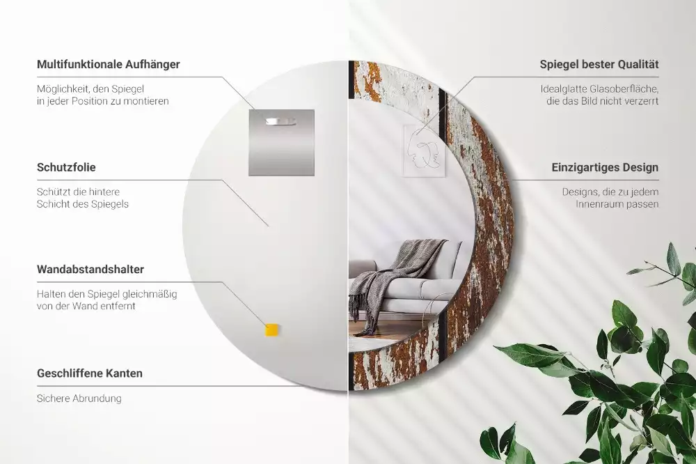 Kulaté dekorativní zrcadlo Tmavé vintage dřevo