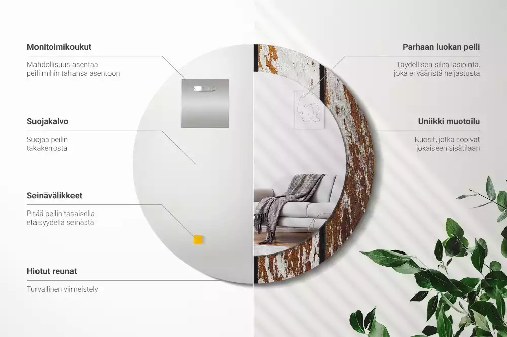 Kulaté dekorativní zrcadlo Tmavé vintage dřevo