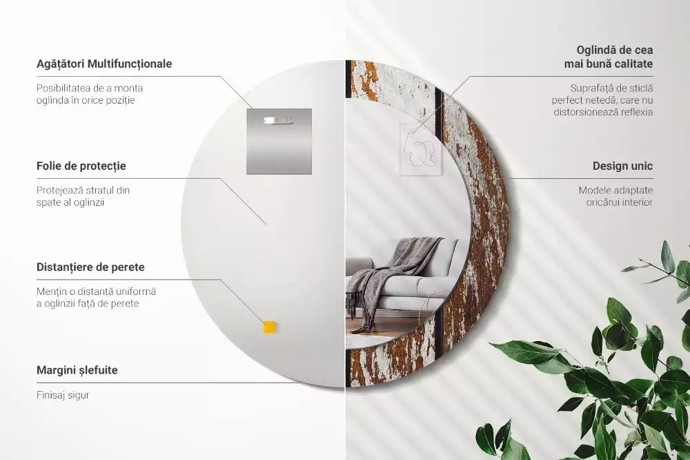 Kulaté dekorativní zrcadlo Tmavé vintage dřevo