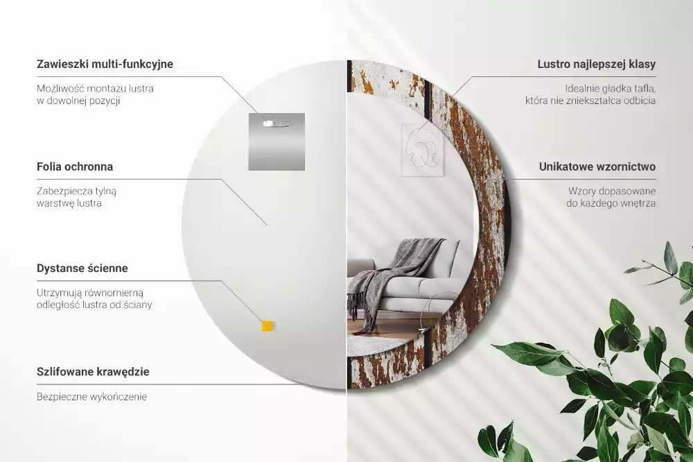 Kulaté dekorativní zrcadlo Tmavé vintage dřevo