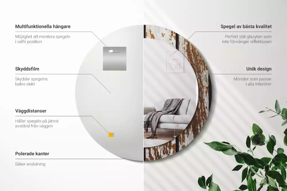 Kulaté dekorativní zrcadlo Tmavé vintage dřevo