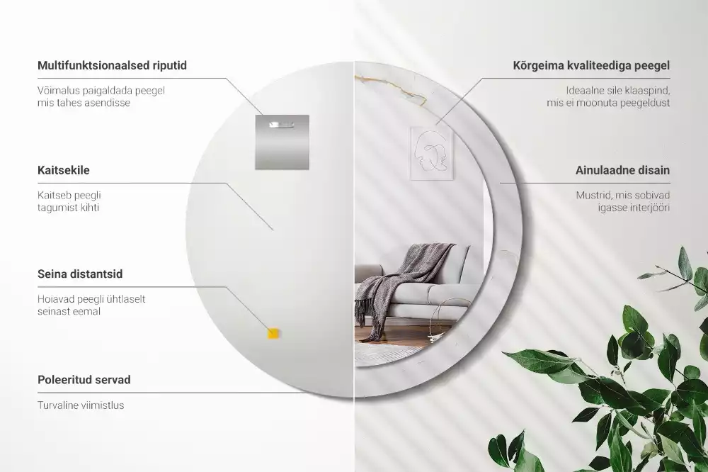 Kulaté dekorativní zrcadlo Bílý mramor