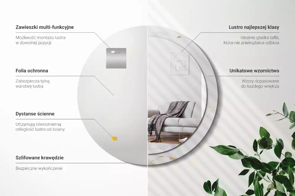 Kulaté dekorativní zrcadlo Bílý mramor