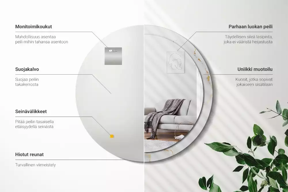 Kulaté dekorativní zrcadlo Bílý mramor