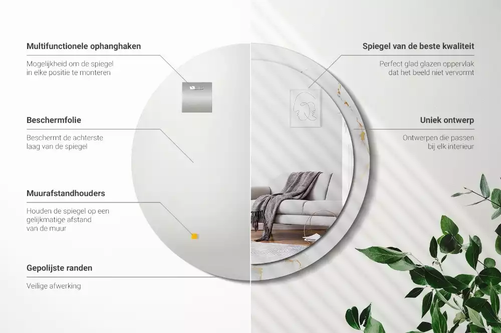 Kulaté dekorativní zrcadlo Bílý mramor