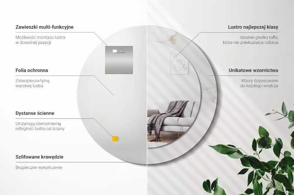 Kulaté dekorativní zrcadlo Bílý mramor