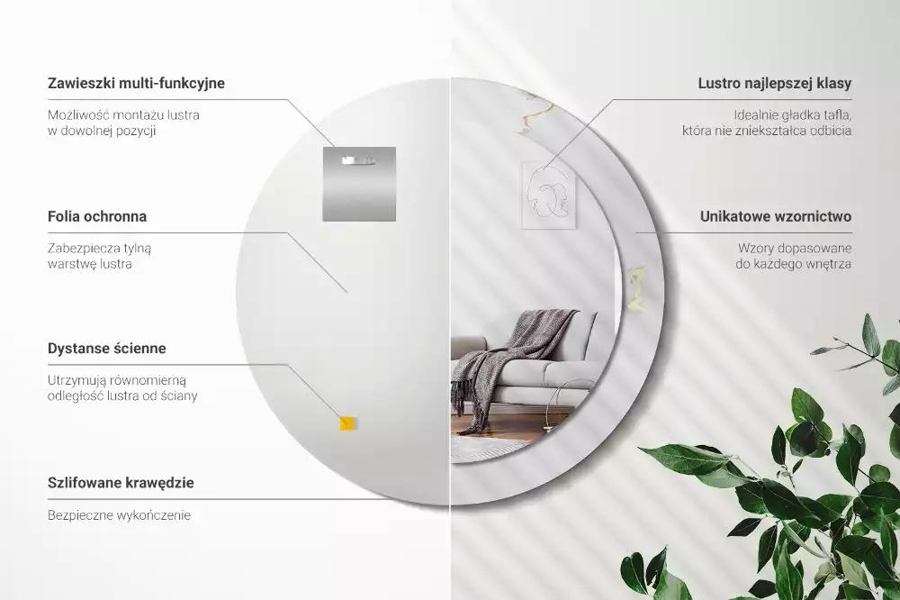 Kulaté dekorativní zrcadlo Bílý mramor