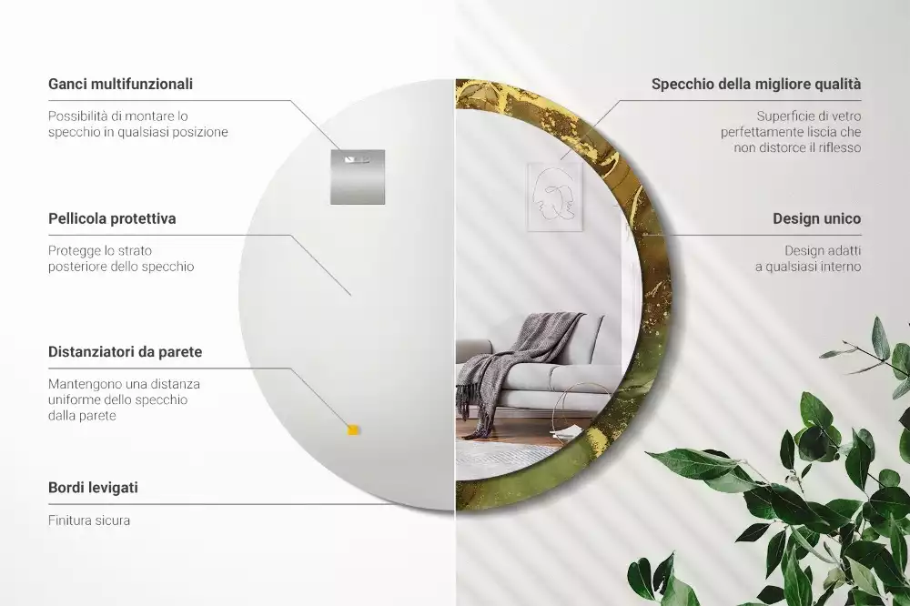 Kulaté zrcadlo s potiskem Kovové víry