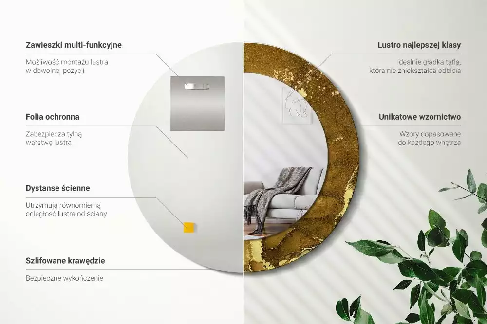 Kulaté zrcadlo s potiskem Kovové víry