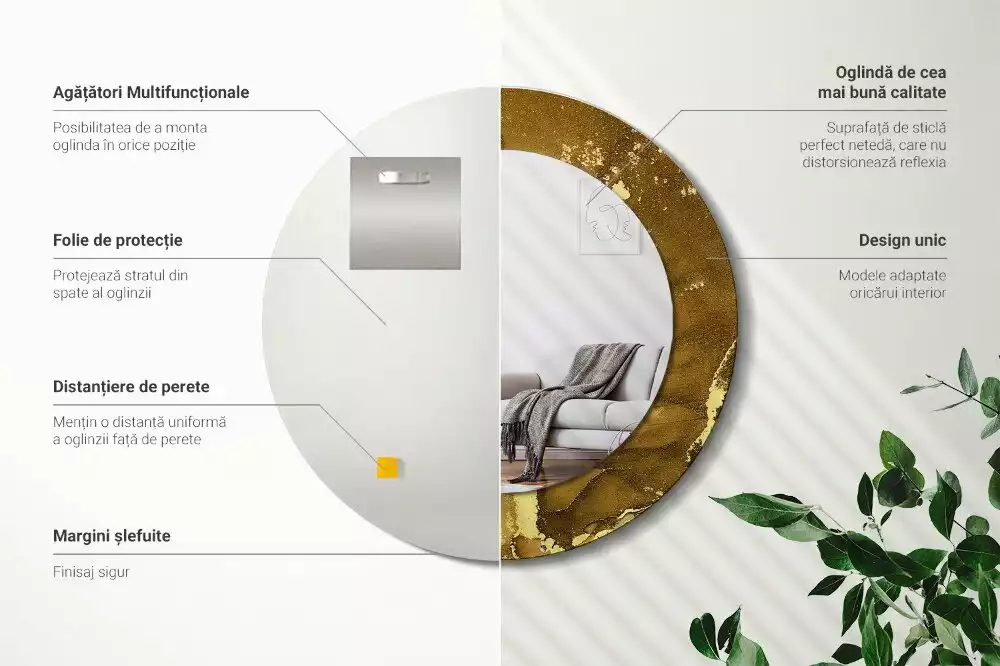 Kulaté zrcadlo s potiskem Kovové víry