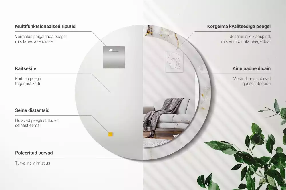 Kulaté zrcadlo s potiskem Lesklý mramor