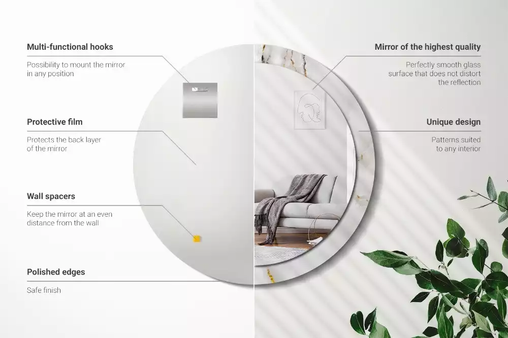 Kulaté zrcadlo s potiskem Lesklý mramor