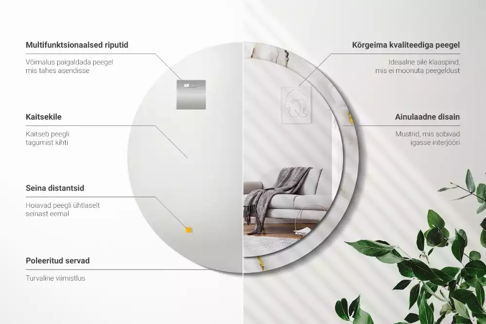 Kulaté zrcadlo s potiskem Lesklý mramor