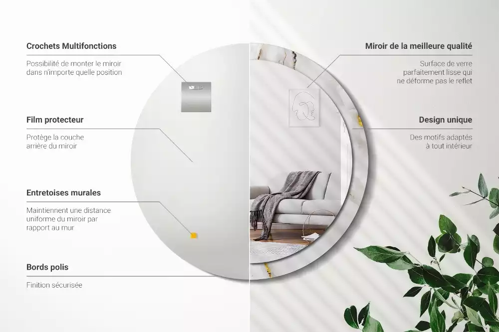 Kulaté zrcadlo s potiskem Lesklý mramor