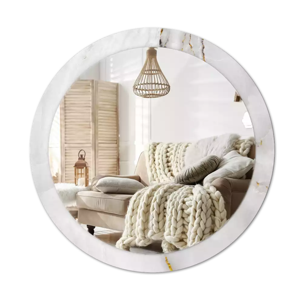 Kulaté zrcadlo s potiskem Lesklý mramor