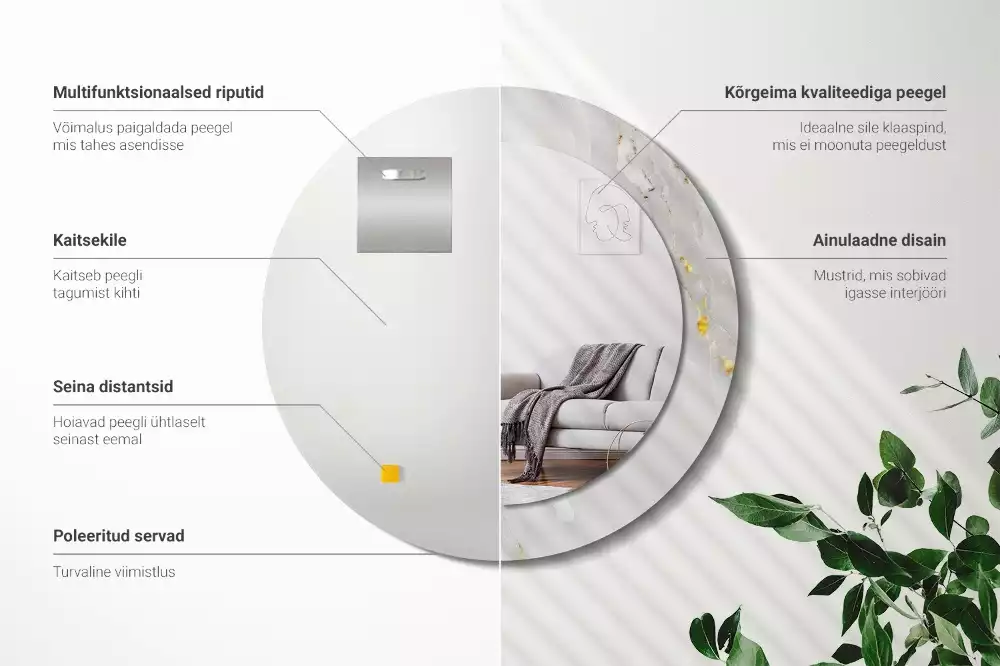 Kulaté zrcadlo s potiskem Lesklý mramor