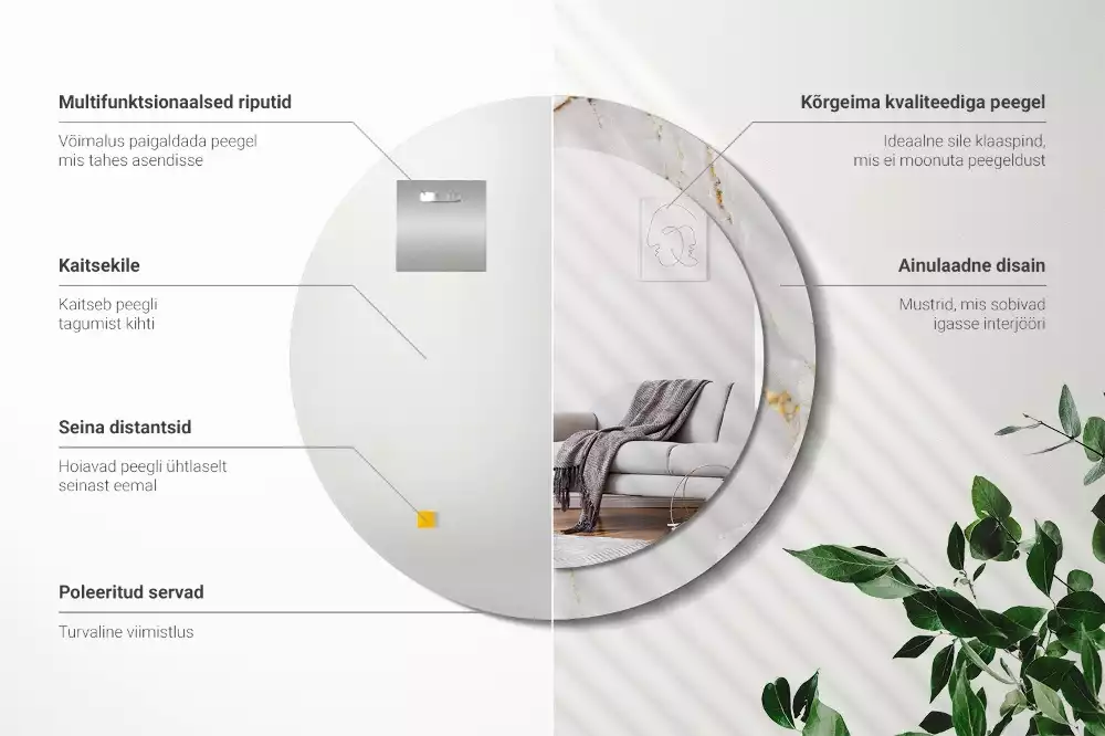 Kulaté zrcadlo s potiskem Lesklý mramor