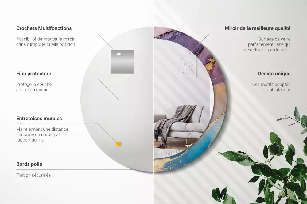 Kulaté zrcadlo s potiskem Mramorový kámen