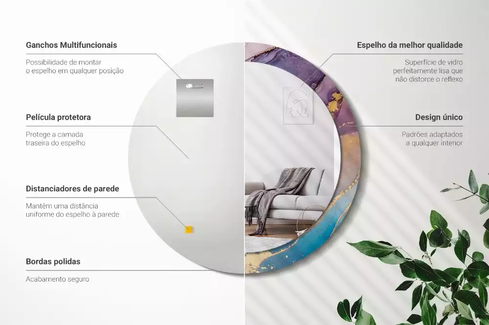 Kulaté zrcadlo s potiskem Mramorový kámen