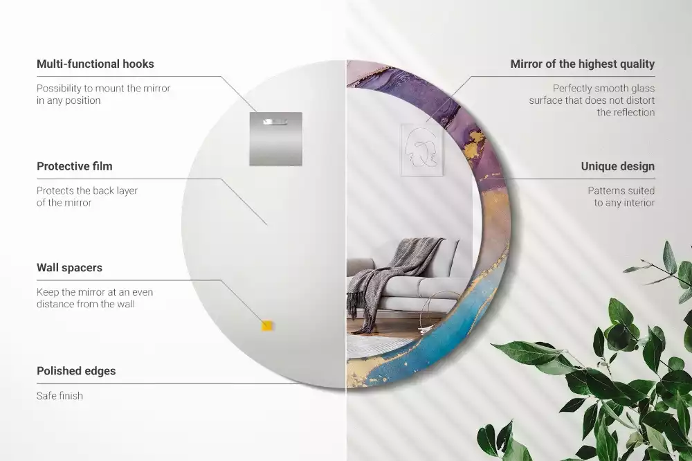 Kulaté zrcadlo s potiskem Mramorový kámen