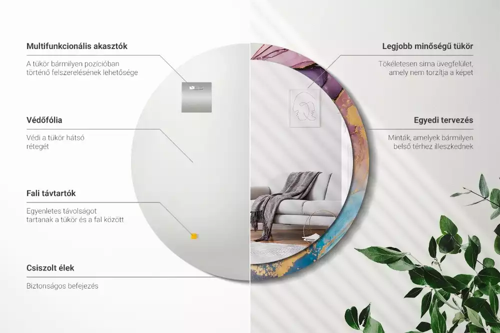 Kulaté zrcadlo s potiskem Mramorový kámen