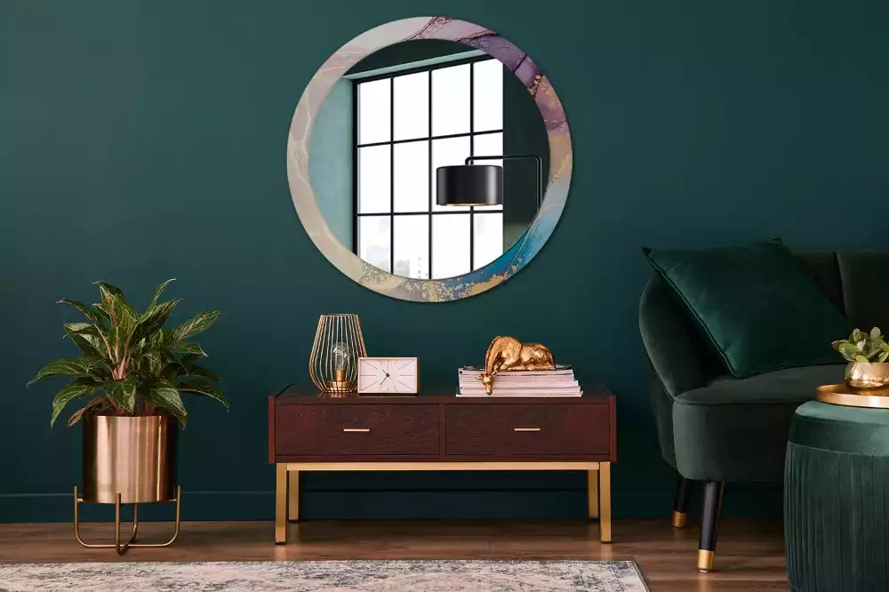 Kulaté zrcadlo s potiskem Mramorový kámen