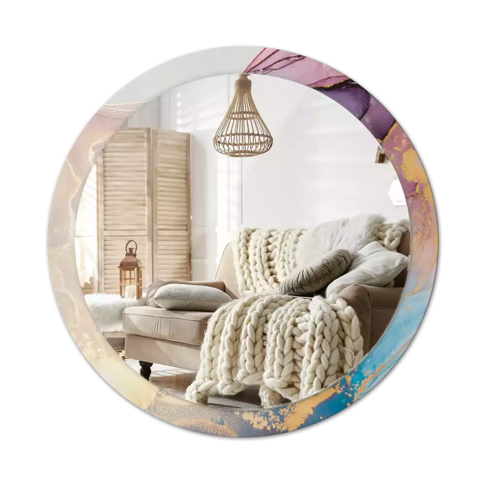 Kulaté zrcadlo s potiskem Mramorový kámen