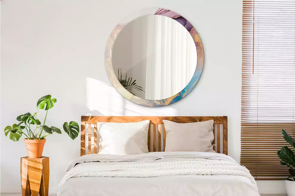 Kulaté zrcadlo s potiskem Mramorový kámen